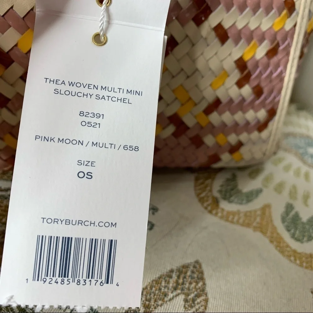 New! Tory Burch Thea Woven Mini Slouchy Satchel